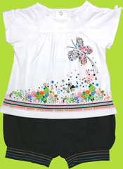 Absorba Black and White Floral Butterfly Short Set