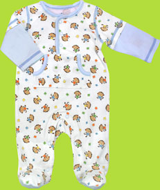 Absorba Henley Front Monkey Print Footie
