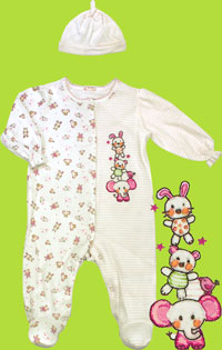 Absorba Baby Animals Footie and Hat Set