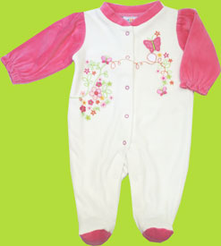 Absorba Flutter Garden Velour Footie 