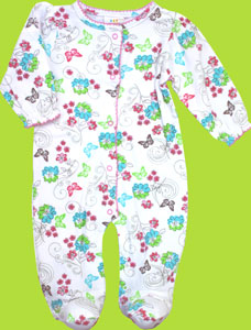 Absorba Butterfly Garden Baby Girl Footie