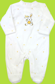 Absorba Sunshine Bunny Velour Footie w/PolkaDots