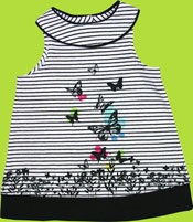 Absorba Black & White Butterflies and Flowers Dress 