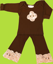 Bebemonde Brown Soutache Long Sleeve Tee and Pant Set
