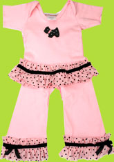 Bebemonde Pink/Black Polkadots Pant Set