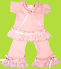 Bebemonde Pink Eyelet and Bows Pant Set