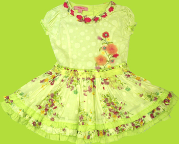 Beetlejuice Gathered Sleeve Dress w/Flowers