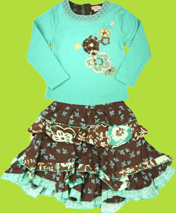 Beetlejuice Floral Long Sleeve Tee and Asymetric Layered Skirt