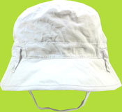 Betty Ann White Cotton Bucket Hat w/Chin Strap 