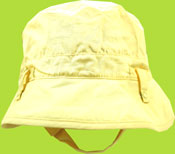 Betty Ann Yellow Cotton Bucket Hat w/Chin Strap 