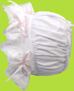 Betty Ann Cotton Interlock Knit Puff Crown Bonnet with Pink Bows