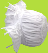 Betty Ann Cotton Interlock Knit Puff Crown Bonnet with White Bows