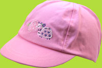 Pink Cotton Twill Ladybug Cap 