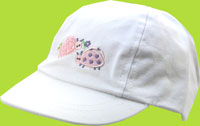 White Cotton Twill Ladybug Cap 