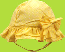Betty Ann Yellow Polka Dot Baby Sun Hat w/Bow and Chin Strap