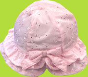 Betty Ann Double Ruffle Bow in Back Pink Sun Hat 