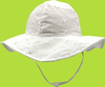 Betty Ann White Eyelet Floppy Hat w/Ties