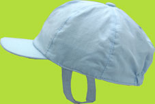 Betty Ann Light Blue Linen/Cotton Cap w/Chin Strap