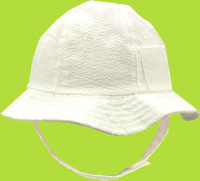 Betty Ann White Seersucker One Pocket Hat w/Chin Straps