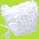 Betty Ann White Lace Ruffle Baby Sun Bonnet 