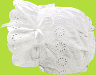 Betty Ann Embroidered OPEN BACK Bonnet w/White Ribbons