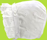 White Eyelet Single Brim Bonnet w/Three Ribbon Bows 