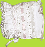 Betty Ann Heavy Beading Bonnet w/Pink Ribbon