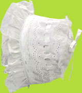 Betty Ann Heavy Beading Bonnet w/White Ribbon