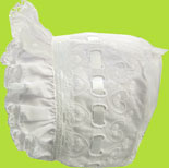 Betty Ann Heart Beading Bonnet w/White Ribbon 