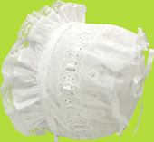 Betty Ann White Ribbon and Scalloped Beading Bonnet