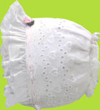 Betty Ann Heavy Beading Bonnet w/Pink Ribbon