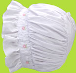 Betty Ann White Puff Crown Bonnet w/Rose Embr.