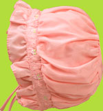 Betty Ann Pink Puff Crown Bonnet w/Rose Embr.