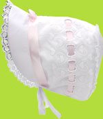 Betty Ann Heart Bonnet with Pink Ribbon Beading