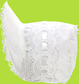 Betty Ann White Heavy Beading Bonnet w/White Ribbon 