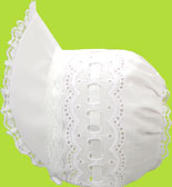 Betty Ann Heavy Beading Open Back Bonnet w/White Ribbon 