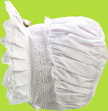 Betty Ann Puff Bonnet With Pink Rose and Ties 