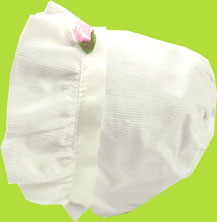 Betty Ann White Corduroy Bonnet w/Rose Decoration 