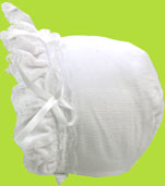 Betty Ann Fleece Lined White Corduroy Bonnet 