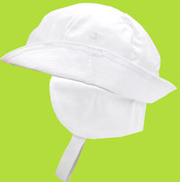 Betty Ann White Cotton Twill Tyrolean Hat w/Chin Strap