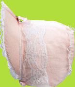 Betty Ann Pink Lace Bias Corduroy Bonnet 