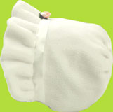 Betty Ann White Ribbon Bias Fleece Winter Bonnet