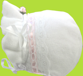 Betty Ann White Fleece Lace Bias Bonnet