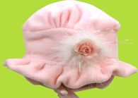 Betty Ann Pink Ruffle Brim Fleece Hat w/Rose 