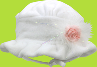 Betty Ann White Ruffle Brim Fleece Hat w/Rose 