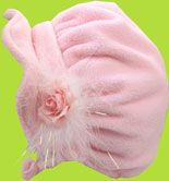Pink Fleece Bonnet w/Rose and Maribou 