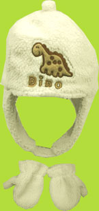 Betty Ann Dinosaur Shearling Hat and Mitten Set 