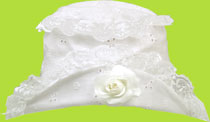 Betty Ann White Embroiderd Hat w/Off White Flower 