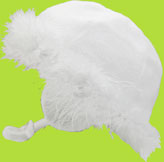 White Fleece Pill Box w/Maribou Trim 