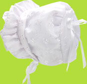Betty Ann White Eyelet Bonnet w/Ties
